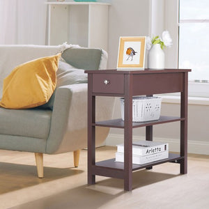 Segawe 24'' Narrow Side Table Slim End Table with Drawer and Shelves for Small Space