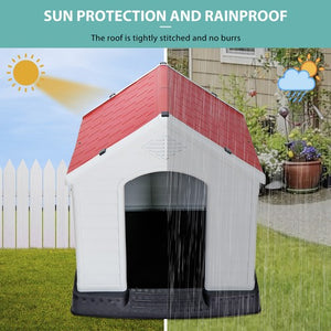 Segawe Large Plastic Dog House Indoor Outdoor Dog Kennel Puppy Shelter w/Air Vents Red