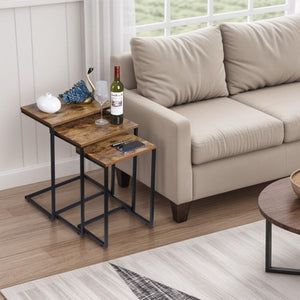 Segawe Modern Nesting Coffee Table Set of 3 C Table for Living Room Sofa Metal Legs