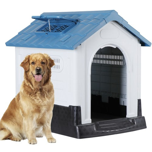 Segawe Plastic Dog House Outdoor Indoor Doghouse Puppy Shelter with Adjustable Skylight