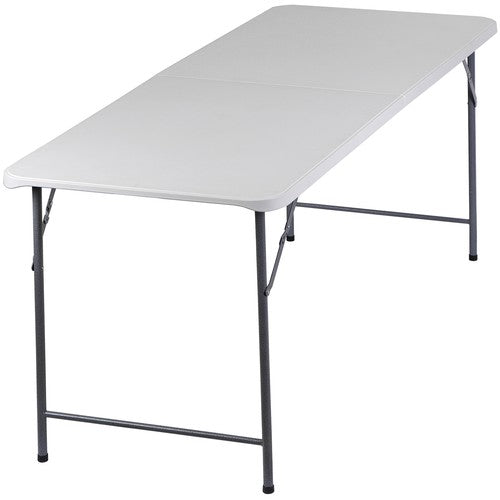 Segawe 6FT Plastic Folding Table Portable Picnic Party Table with Carrying Handle White