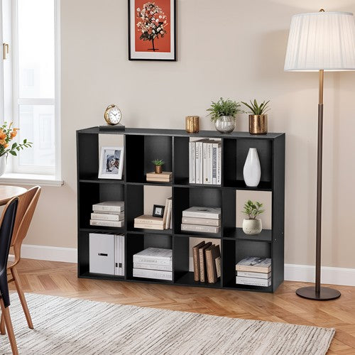 Segawe 12 Cube Storage Organizer Open Shelf Bookcase with Removable Back Panels Black