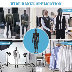 Segawe 73" Black Male Mannequin Full Body Maniquine Model Stand Adjustable Metal Base