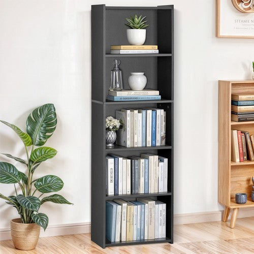 Segawe 5-Tier BookShelf with Open Storage Shelf Storage Rack for Bedroom Display Black