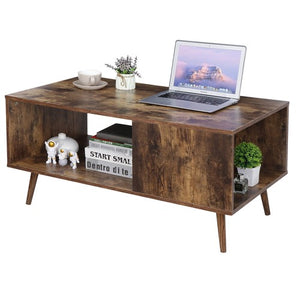 Segawe Durable Coffee Table End Storage Stand Living Room with Open Storage Shelf