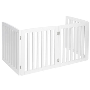 Segawe Wooden Dog Gate Pet Fence 24"H Baby Playpen 4 Panel Folding Free Standing Indoor