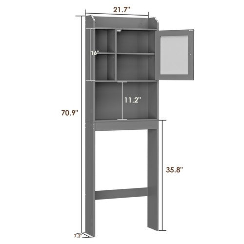 Segawe Over The Toilet Bath Storage Shelf Cabinet Bathroom w/Adjustable Shelves Gray