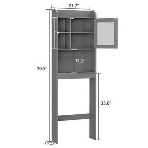 Segawe Over The Toilet Bath Storage Shelf Cabinet Bathroom w/Adjustable Shelves Gray