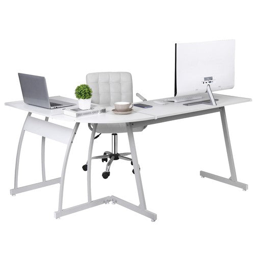 Segawe 58" Computer Gaming Laptop Table L Shaped Desk Workstation Office Desk White