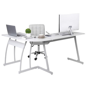 Segawe 58" Computer Gaming Laptop Table L Shaped Desk Workstation Office Desk White