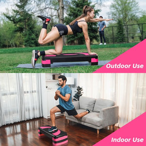 Segawe Height-Adjustable 4''-6''-8" Aerobics Platform Fitness Equipment Stepper Pink