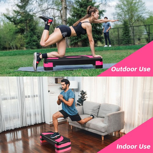 Segawe Height-Adjustable 4''-6''-8" Aerobics Platform Fitness Equipment Stepper Pink