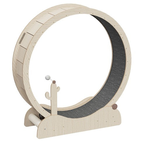 Segawe 47" Natural Wood Cat Wheel Exerciser for Indoor Cats Safety Cat Treadmill Large