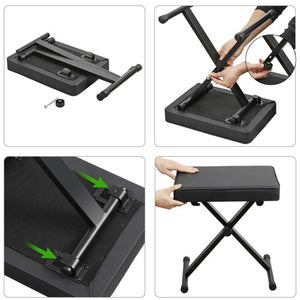 Segawe X-Style Piano Bench Thickness Padded Chair Seat Adjustable Height Keyboard Stool