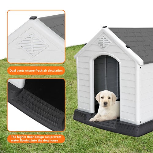 Segawe Cozy Pet Dog House Waterproof Dog House for Small to Medium Size Outdoor Grey