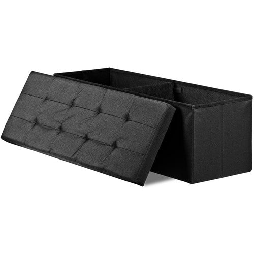Segawe 43Inch Folding Ottoman Storage Bench Chest Footrest Long Box w/Padded Seat Black