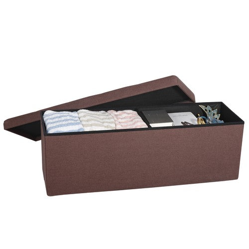Segawe 43" Large Storage Bench,Folding Footrest Stool Toy Chest for Living Room Brown