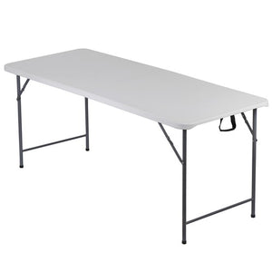 Segawe 6FT Plastic Folding Table Portable Picnic Party Table with Carrying Handle White