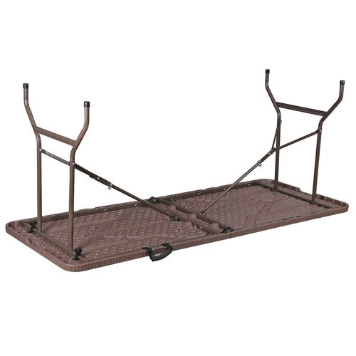 Segawe 6 FT Folding Table Portable Fold-in-Half Plastic Table for Picnic Camping Brown