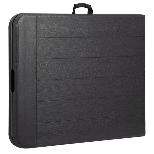 Segawe 6FT Plastic Folding Table Portable Fold-in-Half Picnic Table with Handle Black