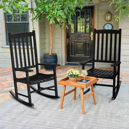 Segawe 2PCS Outdoor Rocking Chair High Back Porch Rocker Chair All Weather Resistant