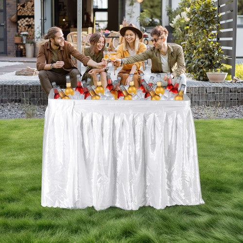Segawe Portable Ice Cooler Table with Drain & Matching Skirt for Outdoor Party Event