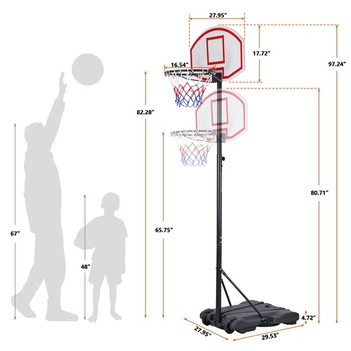 Segawe Basketball Hoop Outdoor Adjustable 5.5-7 Ft Portable Basketball Goals Stand Kids
