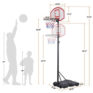 Segawe Basketball Hoop Outdoor Adjustable 5.5-7 Ft Portable Basketball Goals Stand Kids