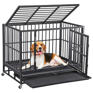Segawe Indestructible Escape Proof Dog Cage Kennel High Anxiety Double Door Dog Crate