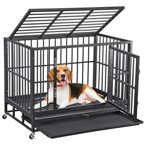 Segawe Indestructible Escape Proof Dog Cage Kennel High Anxiety Double Door Dog Crate