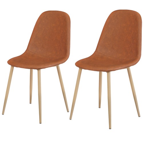 Segawe 2PCS Dining Chairs PU Leather Seat Back Metal Legs for Kitchen Dinning Room