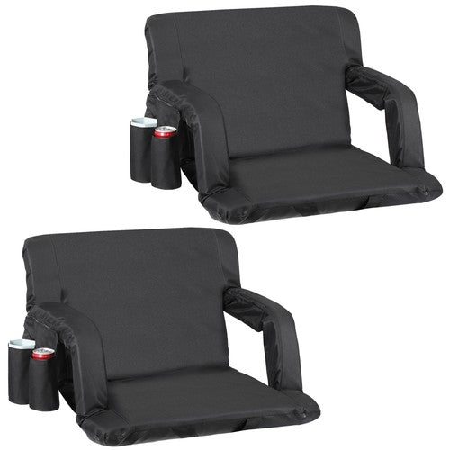 Segawe Stadium Seat for Bleachers w/Back Support 2 Pack Reclining Camping Stadium Chair