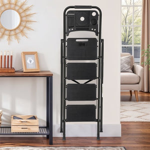 Segawe 4 Step Ladder with Tool Platform Anti-Slip Sturdy & Wide Pedal Stool 330lb Black