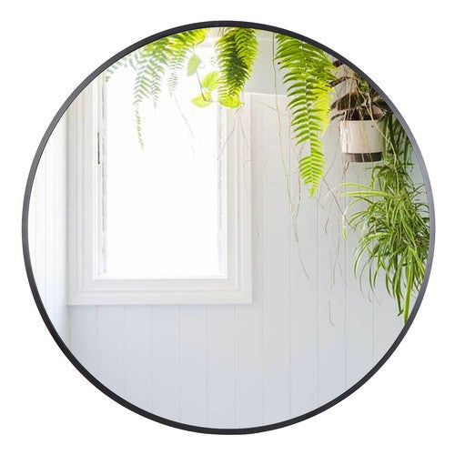 Segawe Black Round Mirror 30 inch Circle Mirror Metal Frame Wall Mounted Vanity Mirror