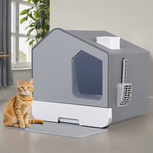 Segawe Extra Large Enclosed Cat Litter Box with Mat and Litter Scoop Anti-Splashing XL