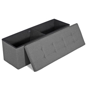 Segawe 43"Storage Ottoman Bench Folding Chest Footrest Stool MDF Frame w/Lid Light Grey
