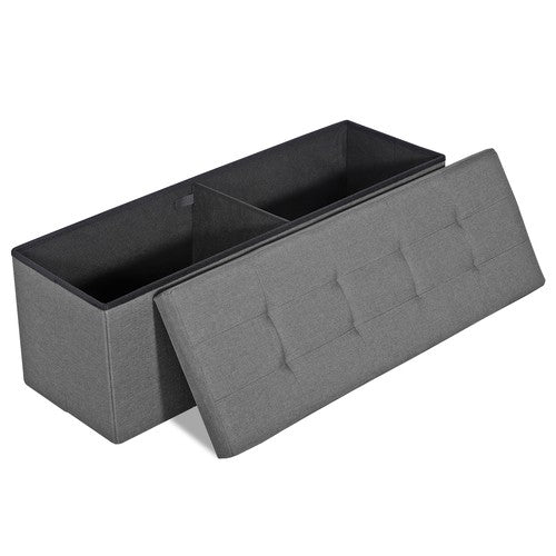 Segawe 43"Storage Ottoman Bench Folding Chest Footrest Stool MDF Frame w/Lid Light Grey