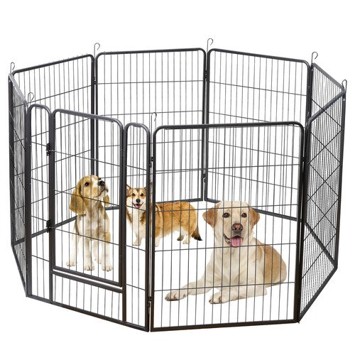 Segawe Dog Playpen 8 Panels 40" Dog Fence Pet Dog Exercise Pen Outdoor Indoor w/ Doors