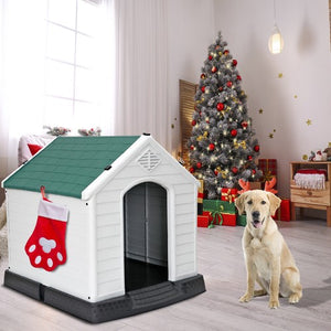 Segawe 28'' H Dog House Outdoor Durable Sturdy Dog House Puppy Shelter Kennel Green