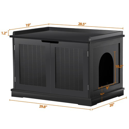 Segawe Cat Litter Box Enclosure Hidden Cat Washroom Furniture Cat House Table Black