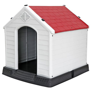 Segawe Large Plastic Dog House Indoor Outdoor Dog Kennel Puppy Shelter w/Air Vents Red