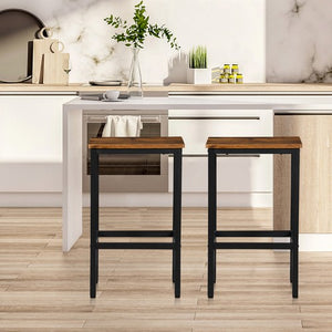 Segawe Set of 2 Bar Stools Bar Chairs Kitchen Breakfast With Footrest Industrial Indoor