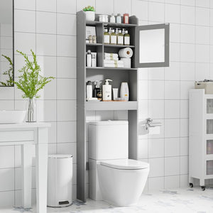 Segawe Over The Toilet Bath Storage Shelf Cabinet Bathroom w/Adjustable Shelves Gray
