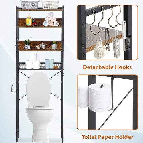 Segawe  4-Tier Over The Toilet Storage Versatile Bathroom Organizer Rack Brown
