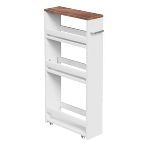Segawe 4 Tier White Slim Storage Cart w/ Handle Slide Out Storage Rolling Utility Cart