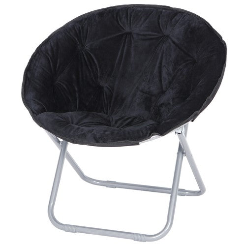 Segawe Set of 2 Faux Fur Saucer Chairs Folding Soft Lounge Moon Chairs for Living Room