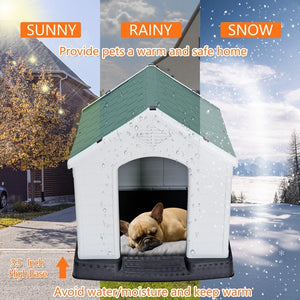 Segawe 28'' H Dog House Outdoor Durable Sturdy Dog House Puppy Shelter Kennel Green