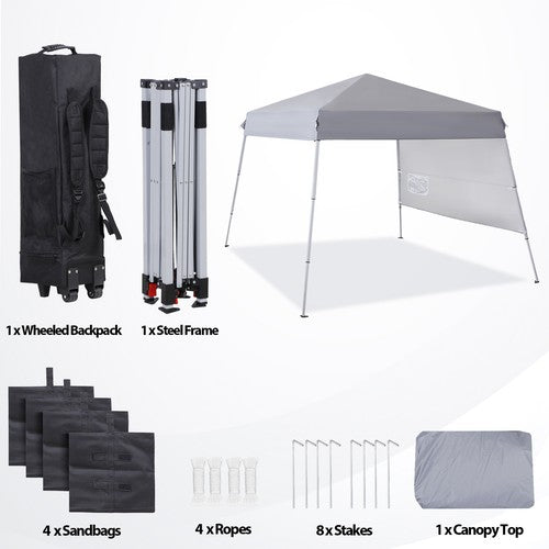 Segawe 8x8FT Pop Up Canopy Tent Foldable Outdoor Sun Protection Shelter w/4 Weight Bags
