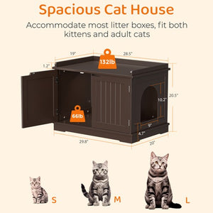 Segawe Cat Litter Box Enclosure Furniture Cat Washroom Hidden Litter Box Cabinet Coffee