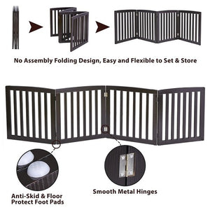 Segawe Dog Gate Indoor Freestanding 4 Panel 24" Pet Gate Foldable Dog Fence for Stairs